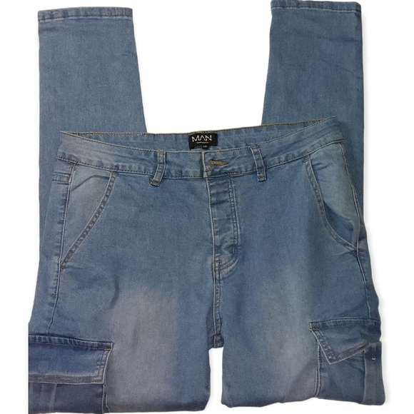BooHoo Man Jeans Size 34R Side Pockets Blue Jeans - Picture 1 of 7